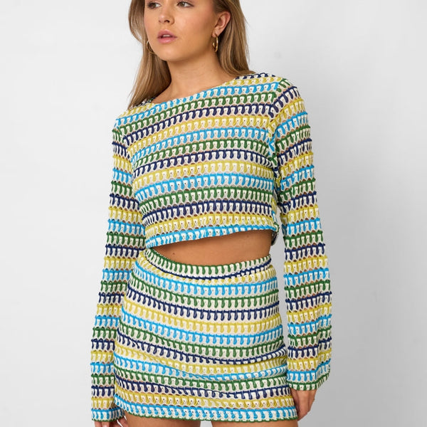 VM – Tweedelige dames set met crop top en minirok