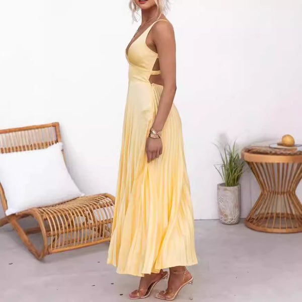 VM – Plissé Maxi Jurk voor Dames – Elegant & Luchtig