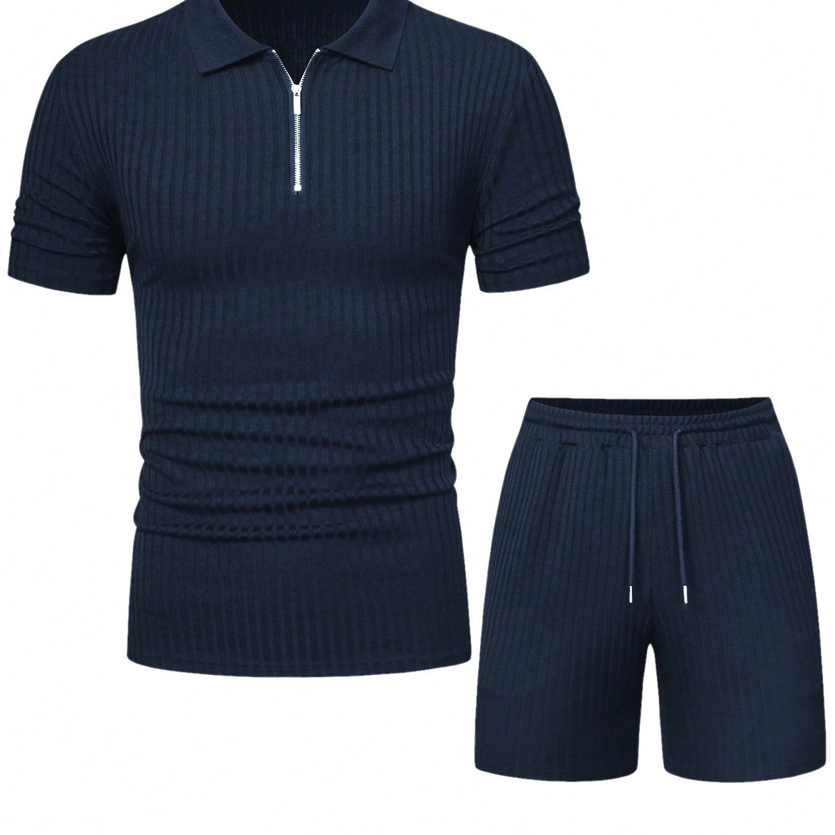 VM – Heren Set Blauw met Kraag & Sportshort – Functioneel & Verfijnd