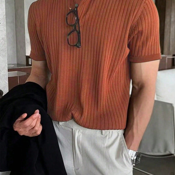 VM – Heren Geribbeld Poloshirt in Effen Design