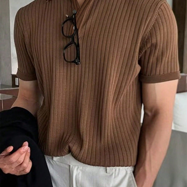 VM – Heren Geribbeld Poloshirt in Effen Design