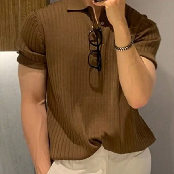 VM – Heren Geribbeld Poloshirt in Effen Design