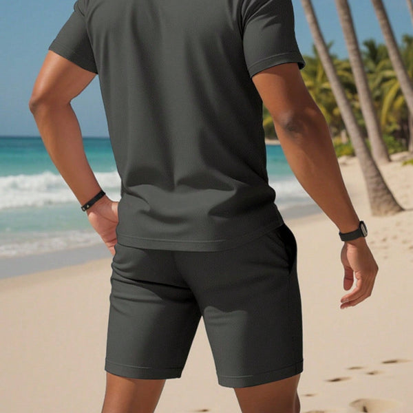 VM – Heren Set met Henley Top & Shorts – Comfortabel & Casual