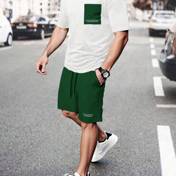 VM – Herenset Zomer met T-shirt en Shorts in Kleurblokdesign