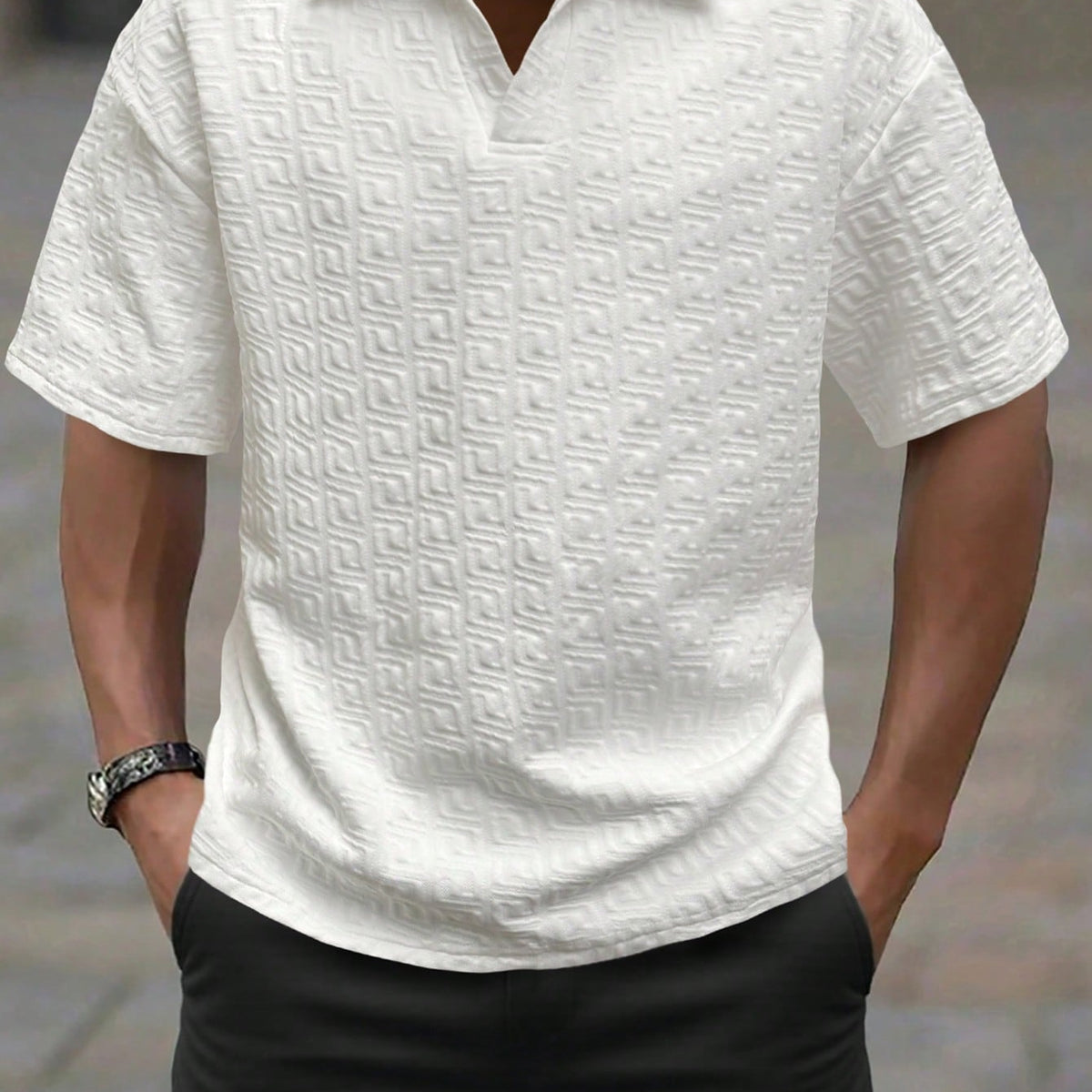 VM – Witte Zomerpolo Heren met Geplisseerd Detail
