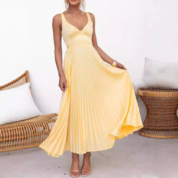 VM – Plissé Maxi Jurk voor Dames – Elegant & Luchtig