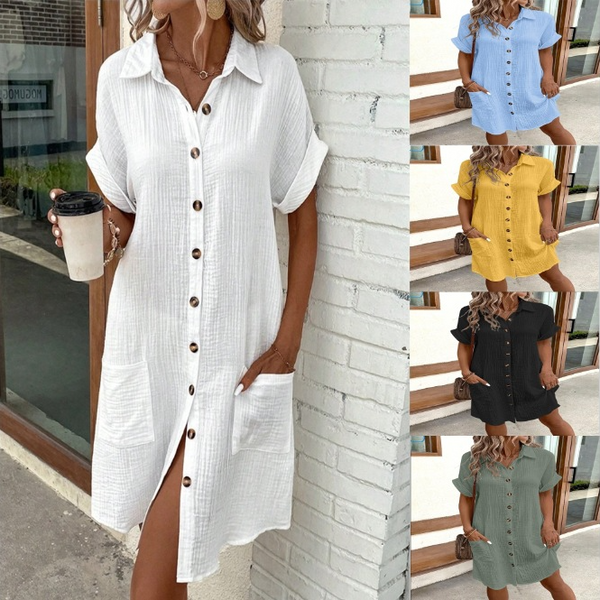 VM – Zomerse Overhemdjurk met Knoopsluiting – Dames