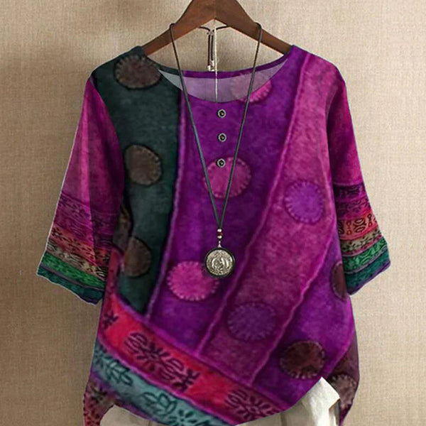 VM – Boho Top met Digitale Print en Losse Pasvorm