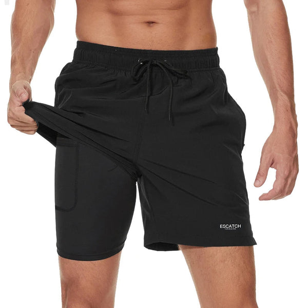 VM – Heren sportieve zwemshort met ritszakken en compressievoering