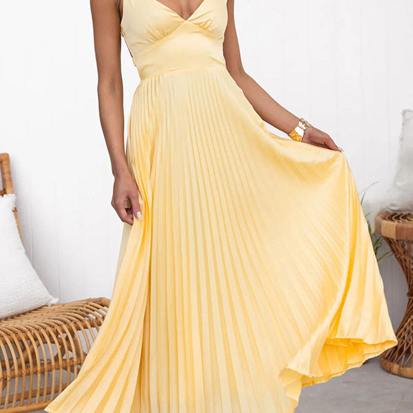 VM – Plissé Maxi Jurk voor Dames – Elegant & Luchtig