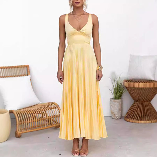 VM – Plissé Maxi Jurk voor Dames – Elegant & Luchtig