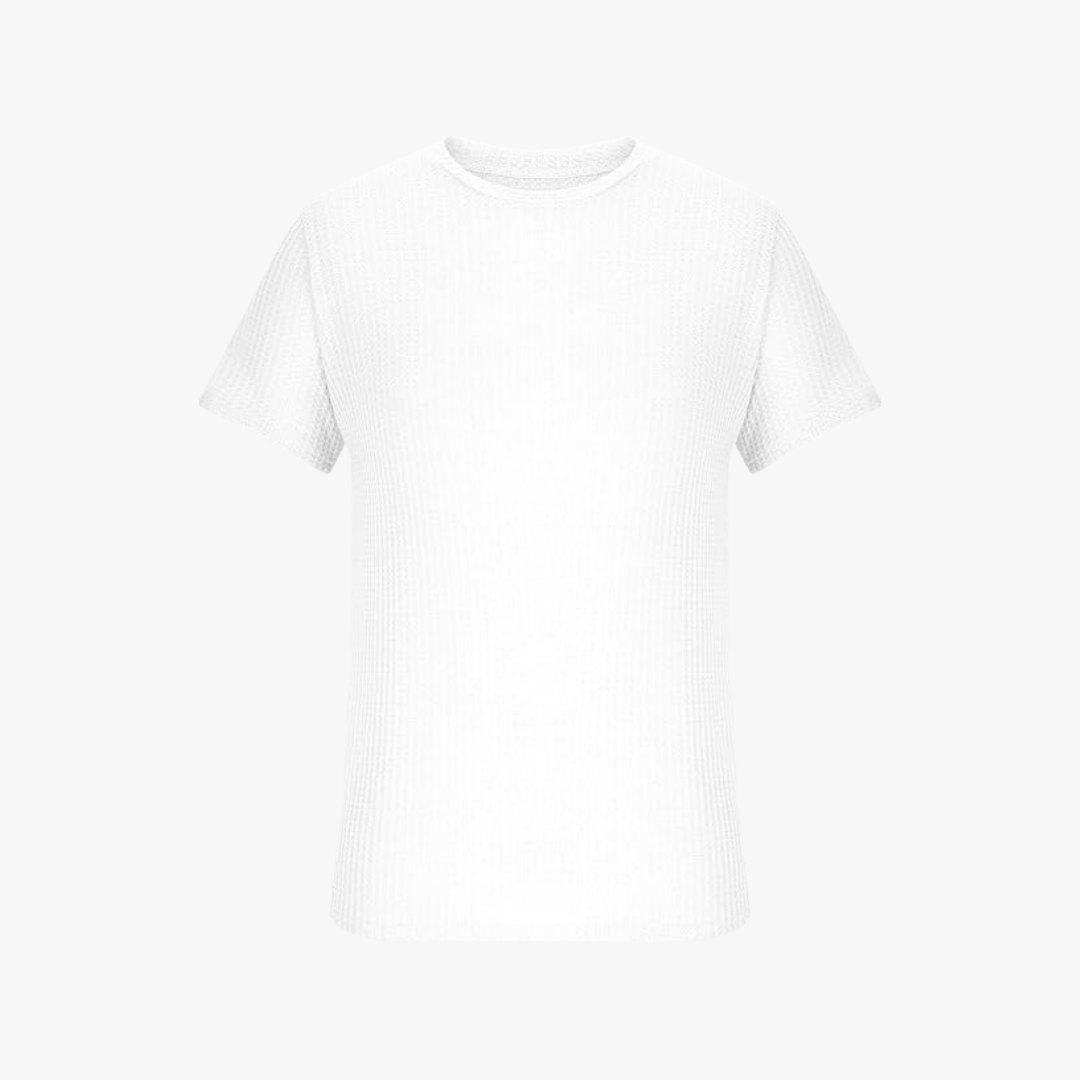 VM – Katoenen T-Shirt met Geweven Textuur en Regular Fit