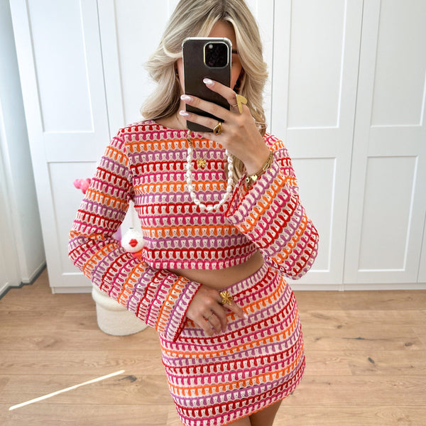 VM – Tweedelige dames set met crop top en minirok