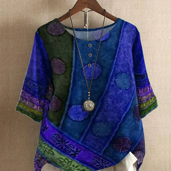 VM – Boho Top met Digitale Print en Losse Pasvorm
