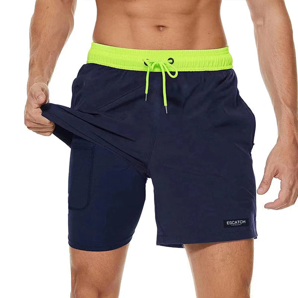 VM – Heren sportieve zwemshort met ritszakken en compressievoering