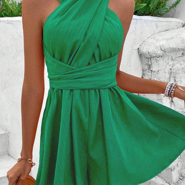 VM – Halter Maxi Jurk met Gekruiste Halslijn