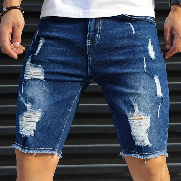 VM – Ripped Denim Shorts voor Heren – Blauw