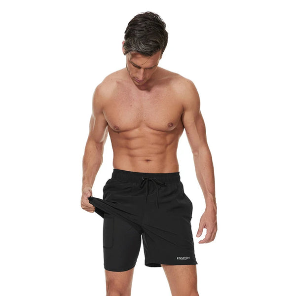 VM – Heren sportieve zwemshort met ritszakken en compressievoering