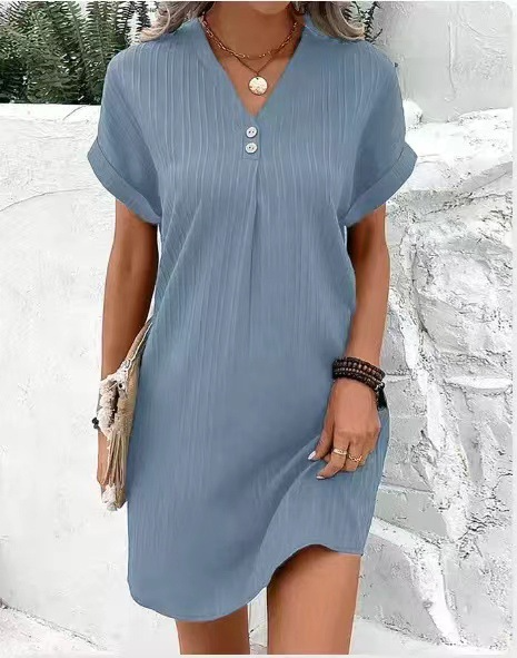 VM – Casual Zomerjurk met V-hals en Knoopdetails – Dames