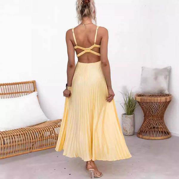 VM – Plissé Maxi Jurk voor Dames – Elegant & Luchtig