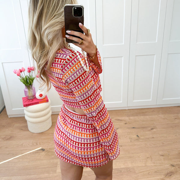 VM – Tweedelige dames set met crop top en minirok