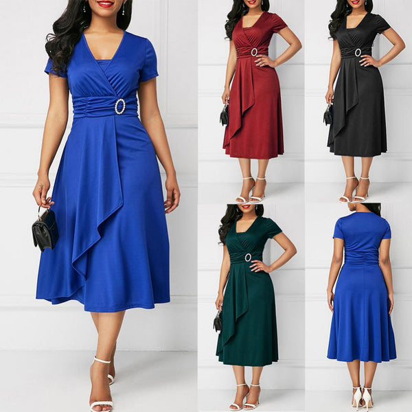 VM – Elegante Midi Jurk met Flatterende Pasvorm