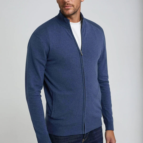 VM – Full Zip Sweater met Ritssluiting – Blauw
