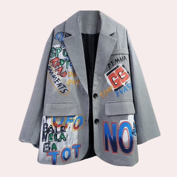VM – Oversized Blazer met Tekstopdruk voor Dames