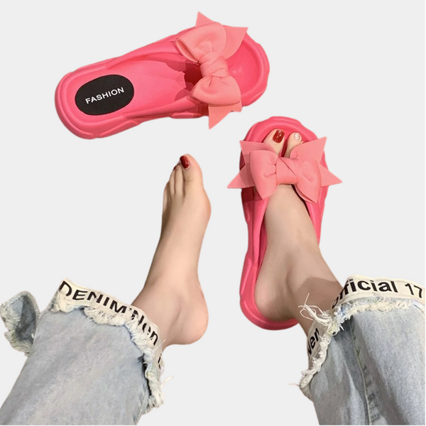 VM – Zomerse Slippers met Strikdetail en Plateauzool – Dames
