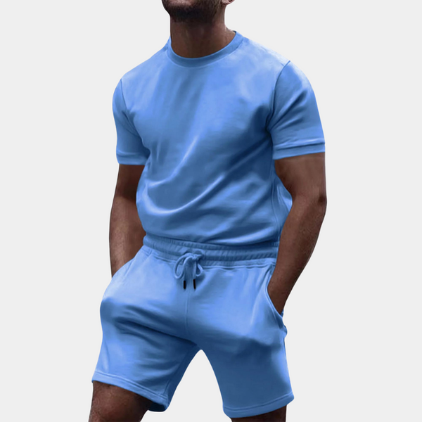 VM- Casual Effen Herenset voor de Zomer met Bijpassende Shorts