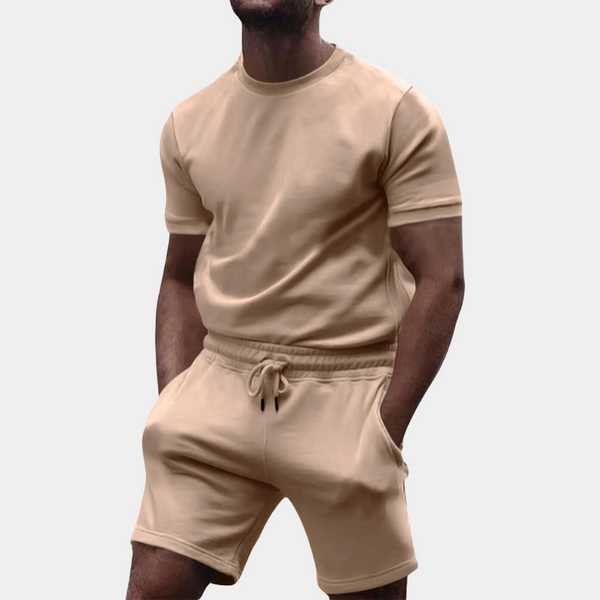 VM- Casual Effen Herenset voor de Zomer met Bijpassende Shorts