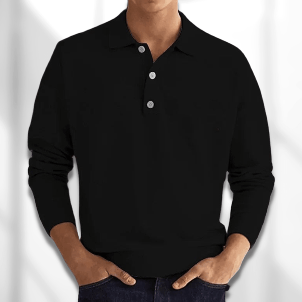 VM – Heren poloshirt met lange mouwen en klassieke kraag