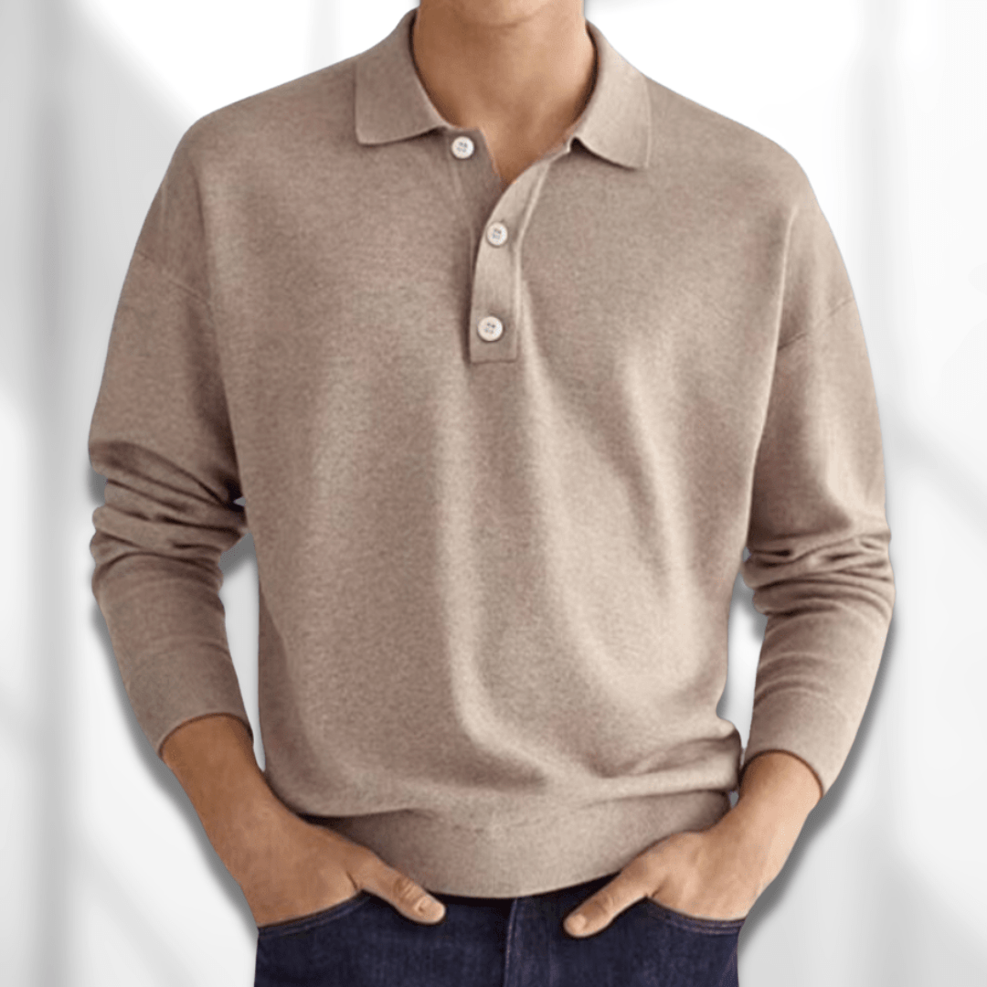 VM – Heren poloshirt met lange mouwen en klassieke kraag