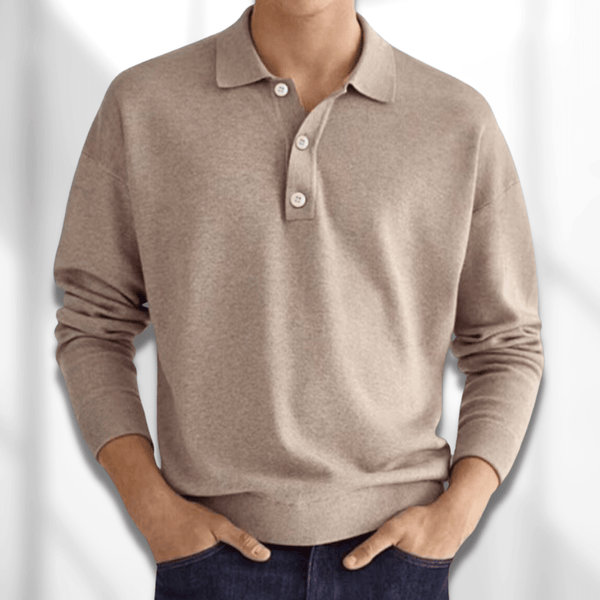 VM – Heren poloshirt met lange mouwen en klassieke kraag
