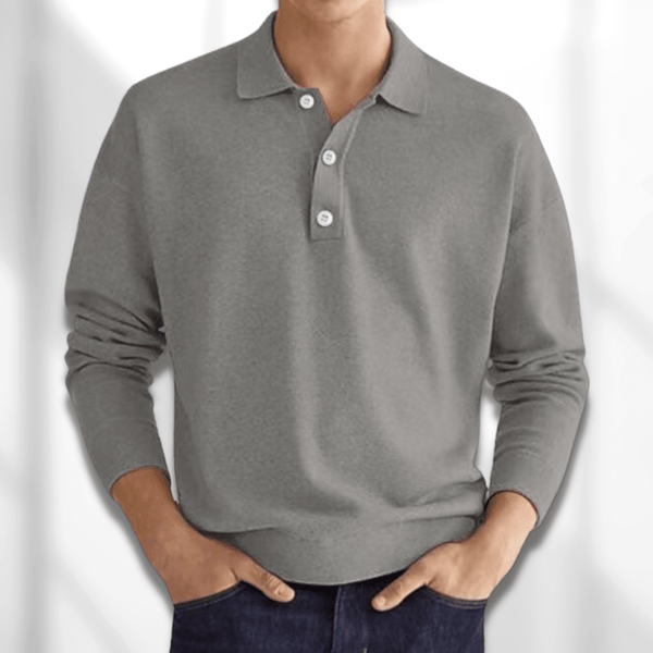 VM – Heren poloshirt met lange mouwen en klassieke kraag