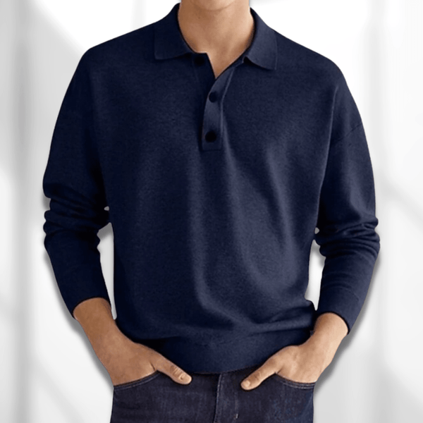 VM – Heren poloshirt met lange mouwen en klassieke kraag