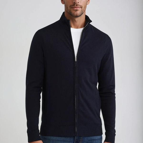 VM – Full Zip Sweater in Marineblauw