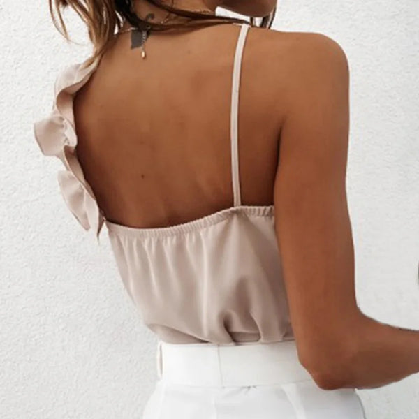 VM – Mouwloze Top met Ruches – Elegant & Luchtig