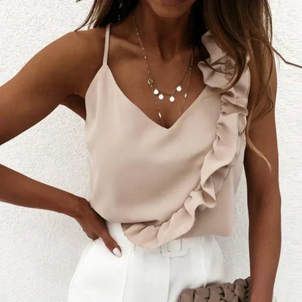 VM – Mouwloze Top met Ruches – Elegant & Luchtig