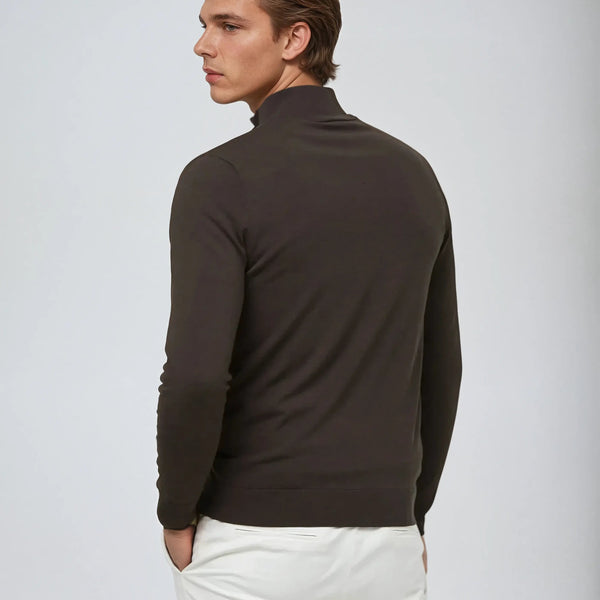 VM – Essential Half Zip Sweater in Donkerbruin