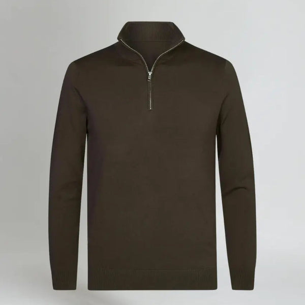 VM – Essential Half Zip Sweater in Donkerbruin