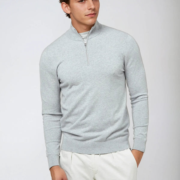 VM – Essential Half Zip Sweater voor Heren – Lichtgrijs