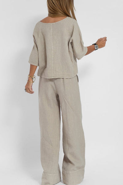 VM – Tweedelige Set met Cropped Top en Wijde Broek