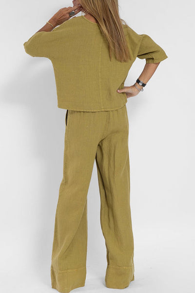 VM – Tweedelige Set met Cropped Top en Wijde Broek