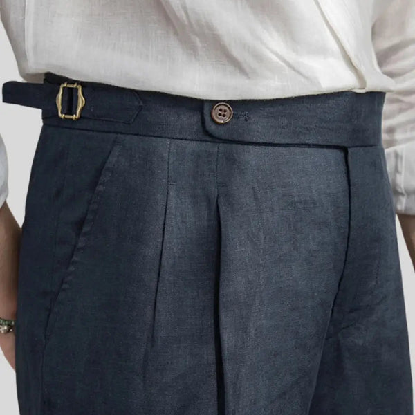 VM – Oxford Geplooide Korte Broek Marineblauw