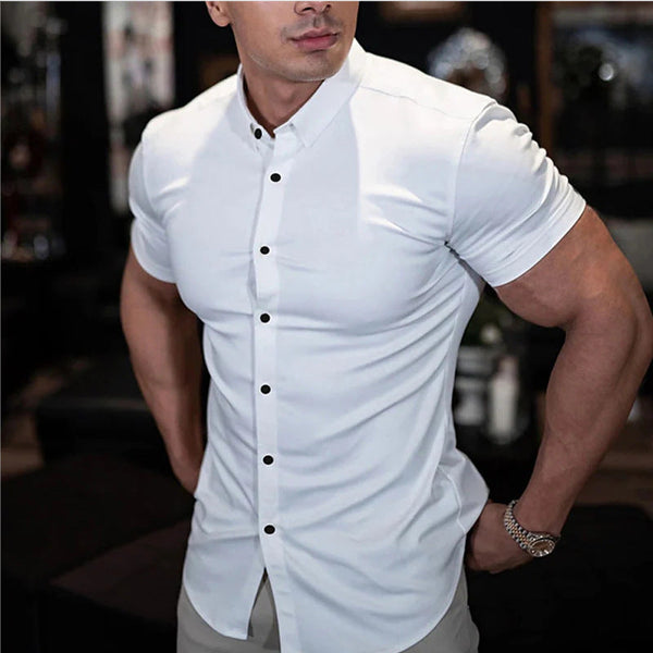 VM – Slim-Fit Overhemd met Korte Mouwen