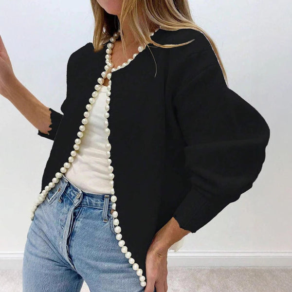 VM – Elegante Cardigan met Pareldetail en Lange Mouwen