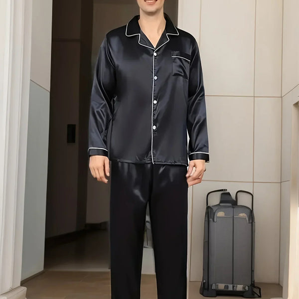 VM – Luxe Satijnen Pyjama Set voor Heren – Zijdezacht & Stijlvol