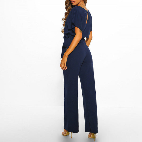 VM – Elegante Jumpsuit met Flatterende Pasvorm en Lace-Up Detail