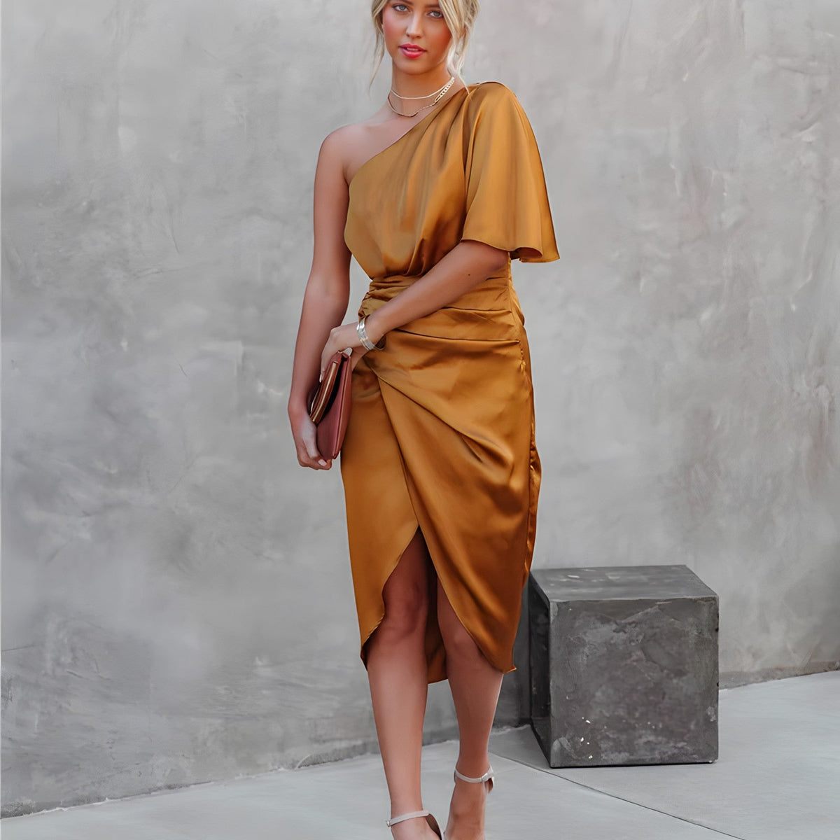 VM – One-Shoulder Jurk in Elegante Kleuren